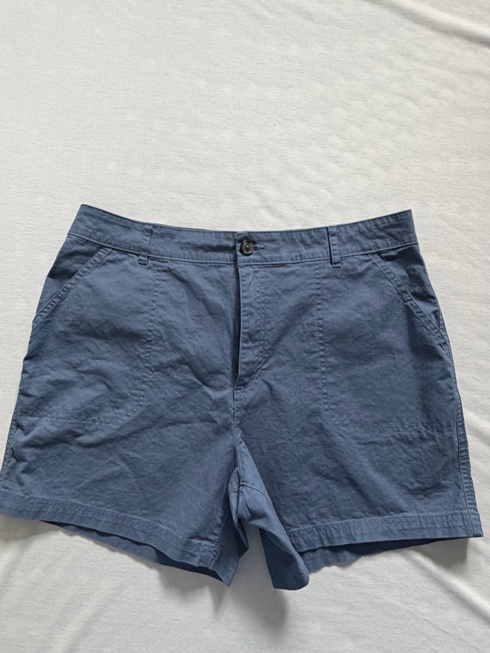 Eddie Bauer Women's Flat-Front Blue Cotton Shorts